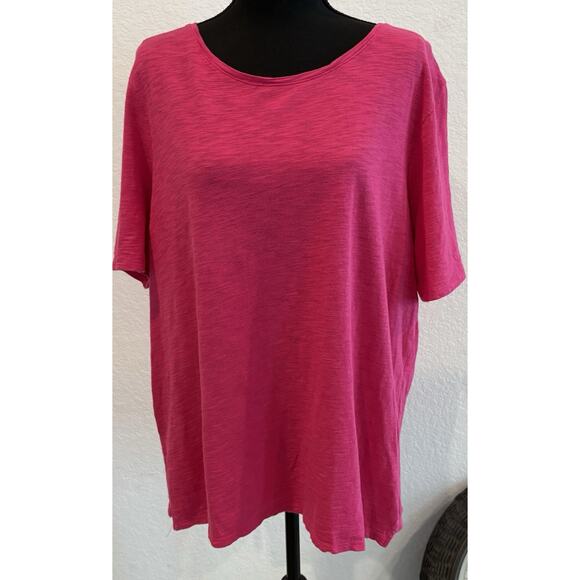 Chico’s Ultimate Tee Hot Pink Slub Back Buttons Size 3 (XL) - Picture 1 of 3
